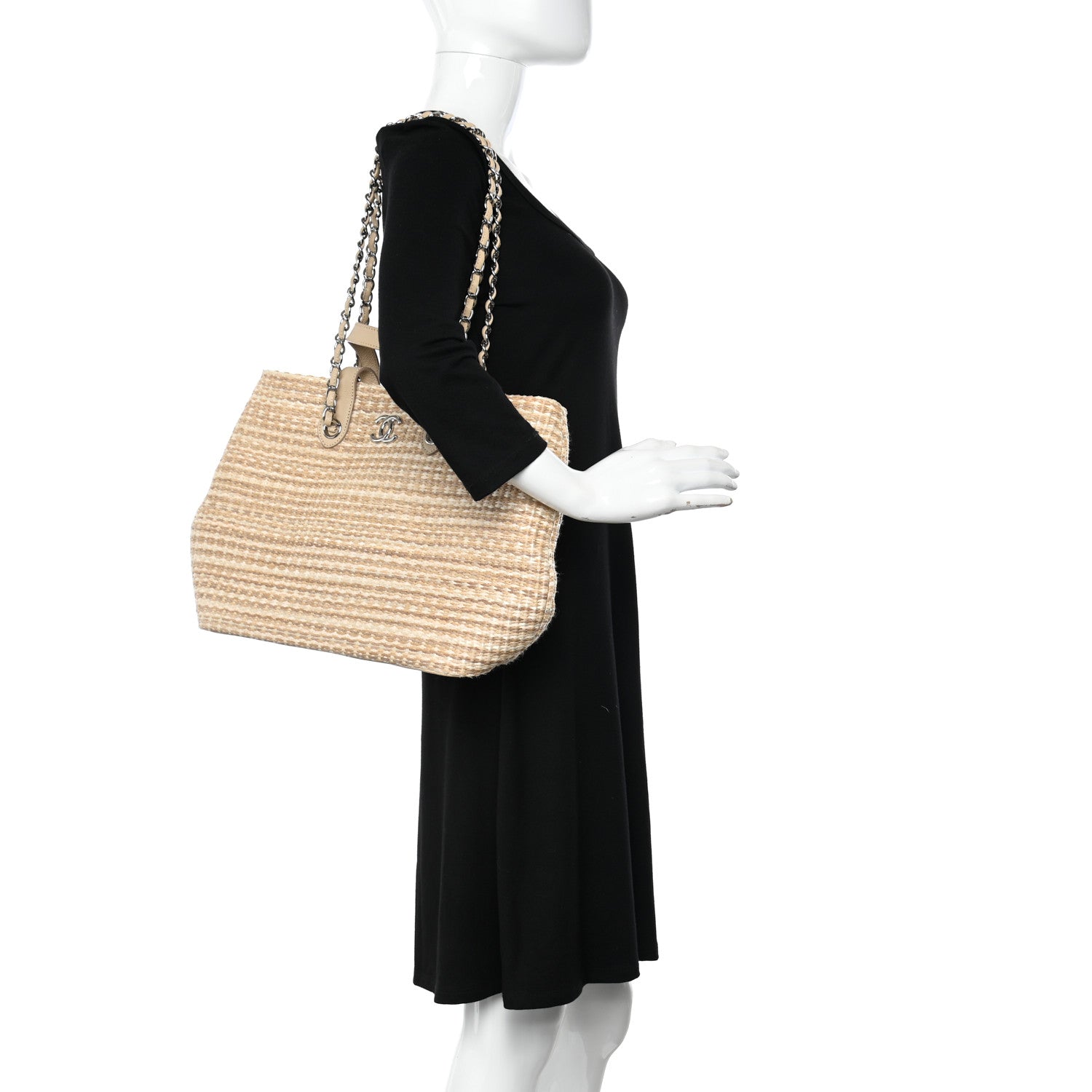 Chanel Woven Straw Caviar Large Tote Beige 2 of 13