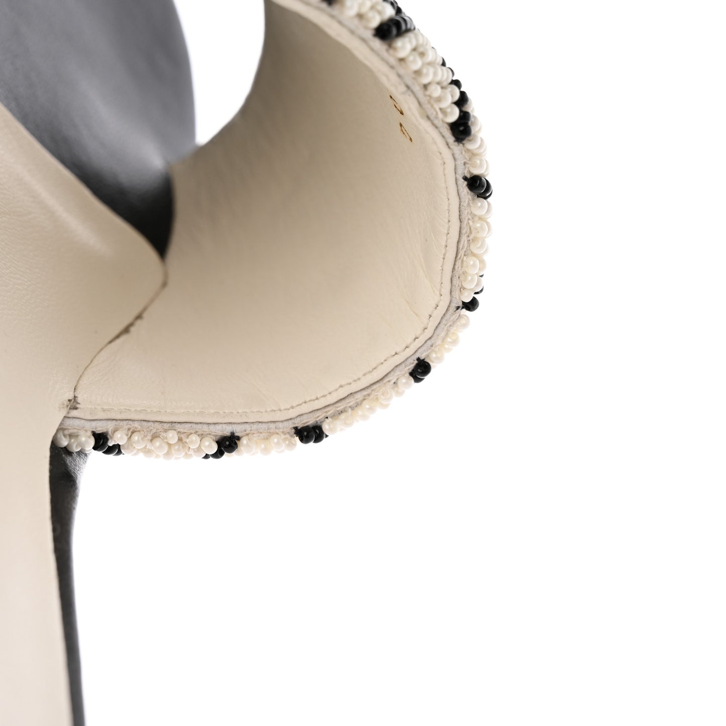 Pearl Embroidery CC Mules 37.5 Black White