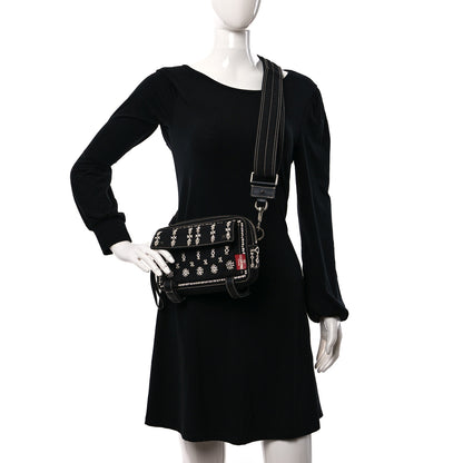 Valentino Garavani Canvas Embellished Rockstud Convertible Bag Black White 2 of 8