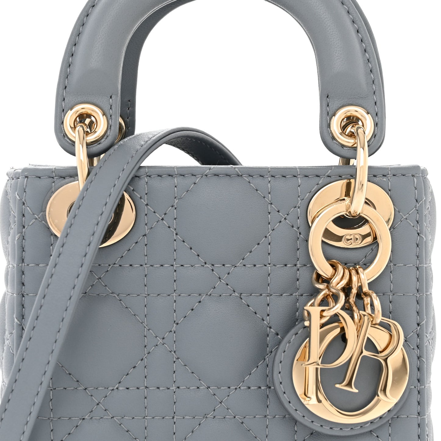 Lambskin Cannage Micro Lady Dior Cloud Gray
