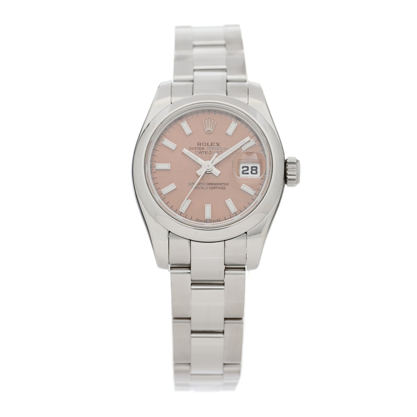 Stainless Steel 26mm Oyster Perpetual Datejust Watch Pink 179160