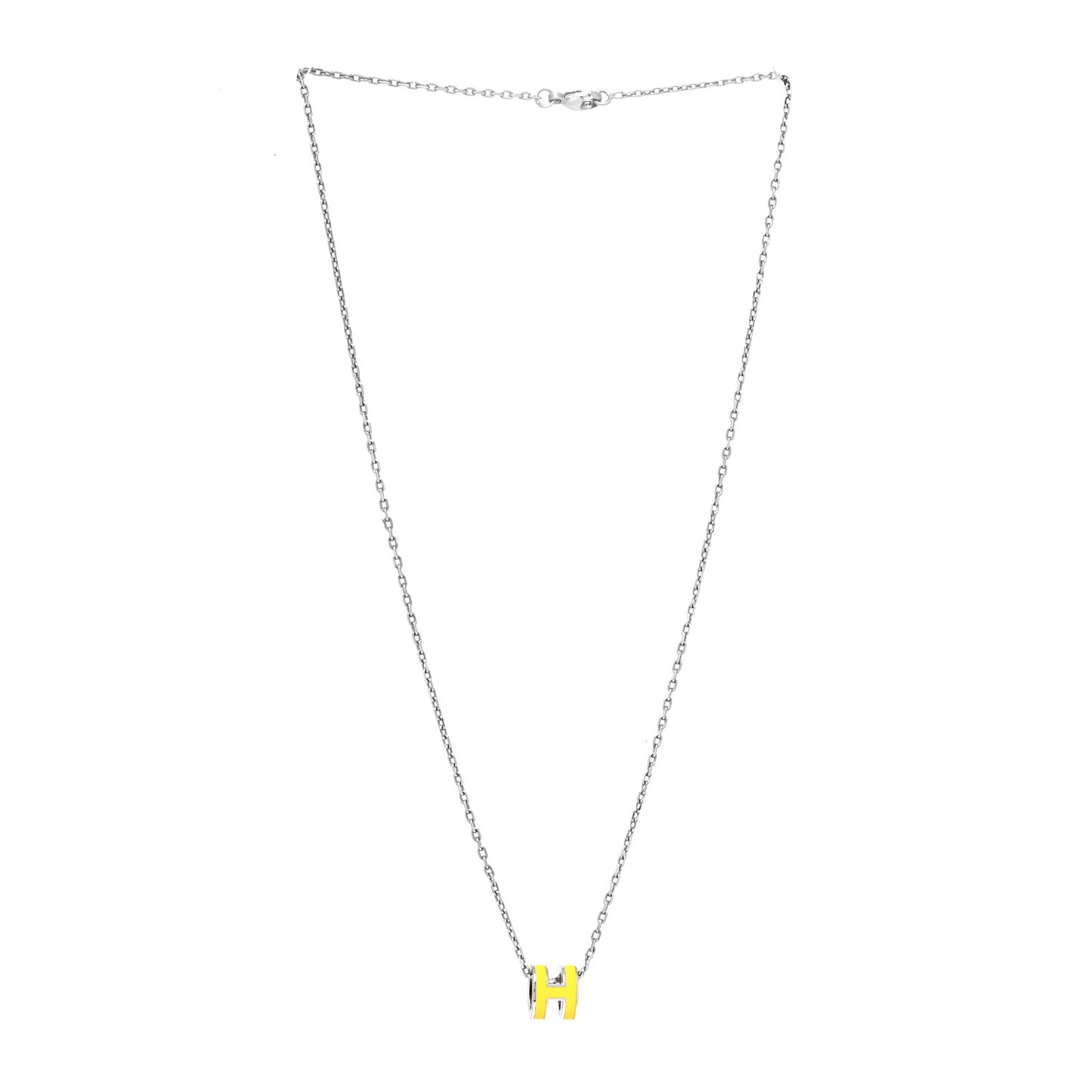 Lacquered Palladium Mini Pop H Pendant Necklace New Lime