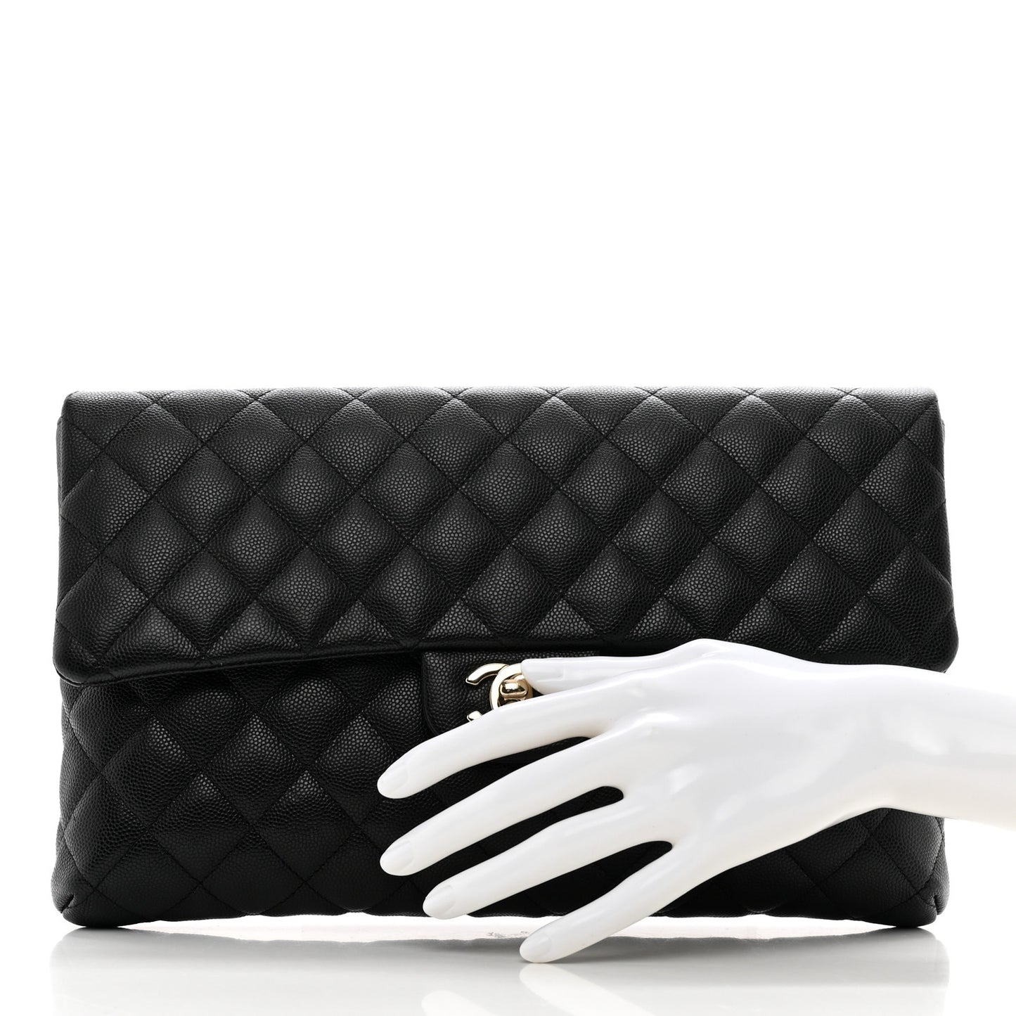 Caviar Quilted Flap Clutch Black