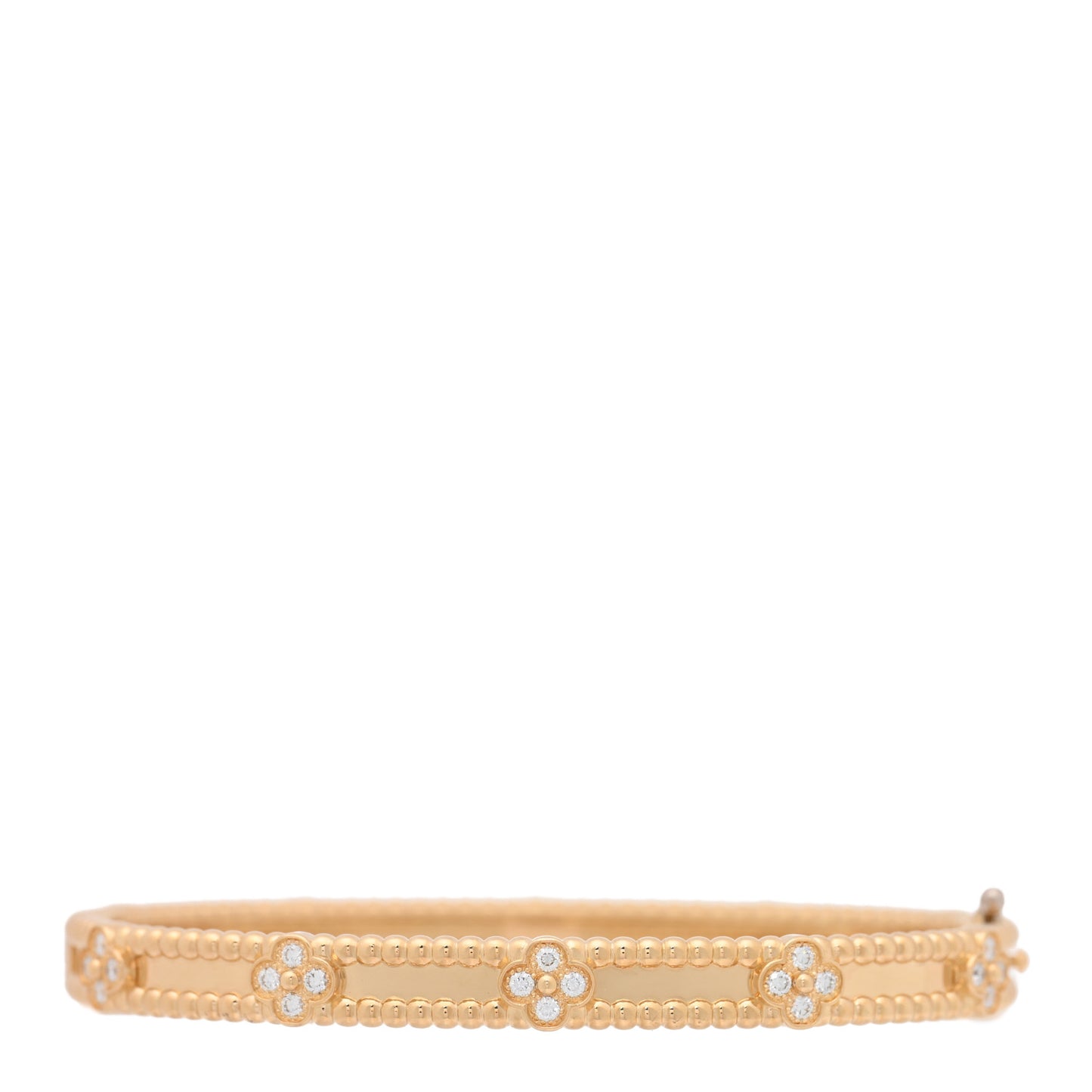 18K Yellow Gold Diamond Perlee Sweet Clovers Bracelet M