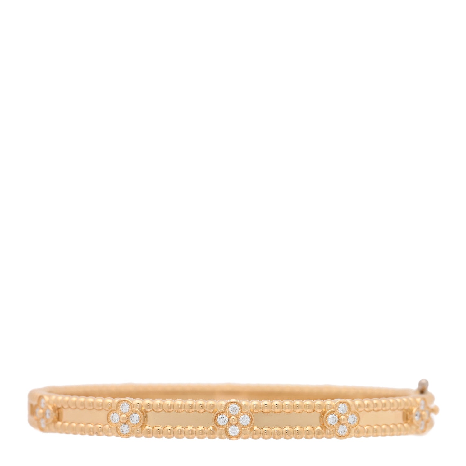 Van Cleef & Arpels 18K Yellow Gold Diamond Perlee Sweet Clovers Bracelet M 2 of 4
