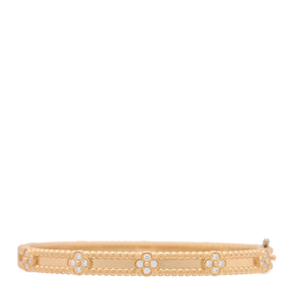 Van Cleef & Arpels 18K Yellow Gold Diamond Perlee Sweet Clovers Bracelet M 2 of 4