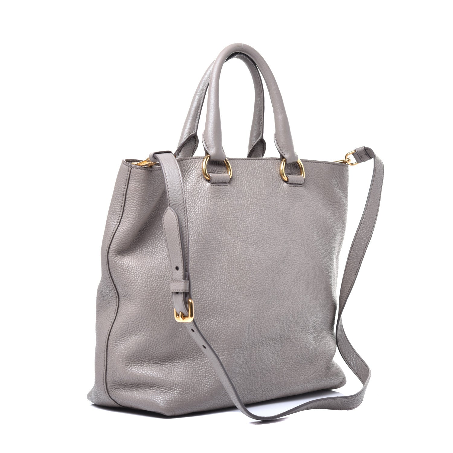 Prada Vitello Daino Large Double Zip Tote Argilla 3 of 8