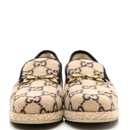 Gucci Covered Wool GG Monogram Mens Fria Horsebit Loafers 10 Beige Ebony Black Butterscotch 2 of 9