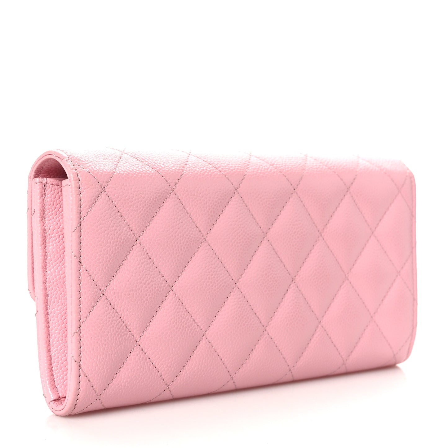 Caviar Quilted Chain CC Long Flap Wallet Pink