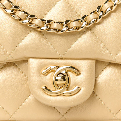 Chanel Metallic Lambskin Resin Quilted Top Handle Mini Flap Gold 9 of 11