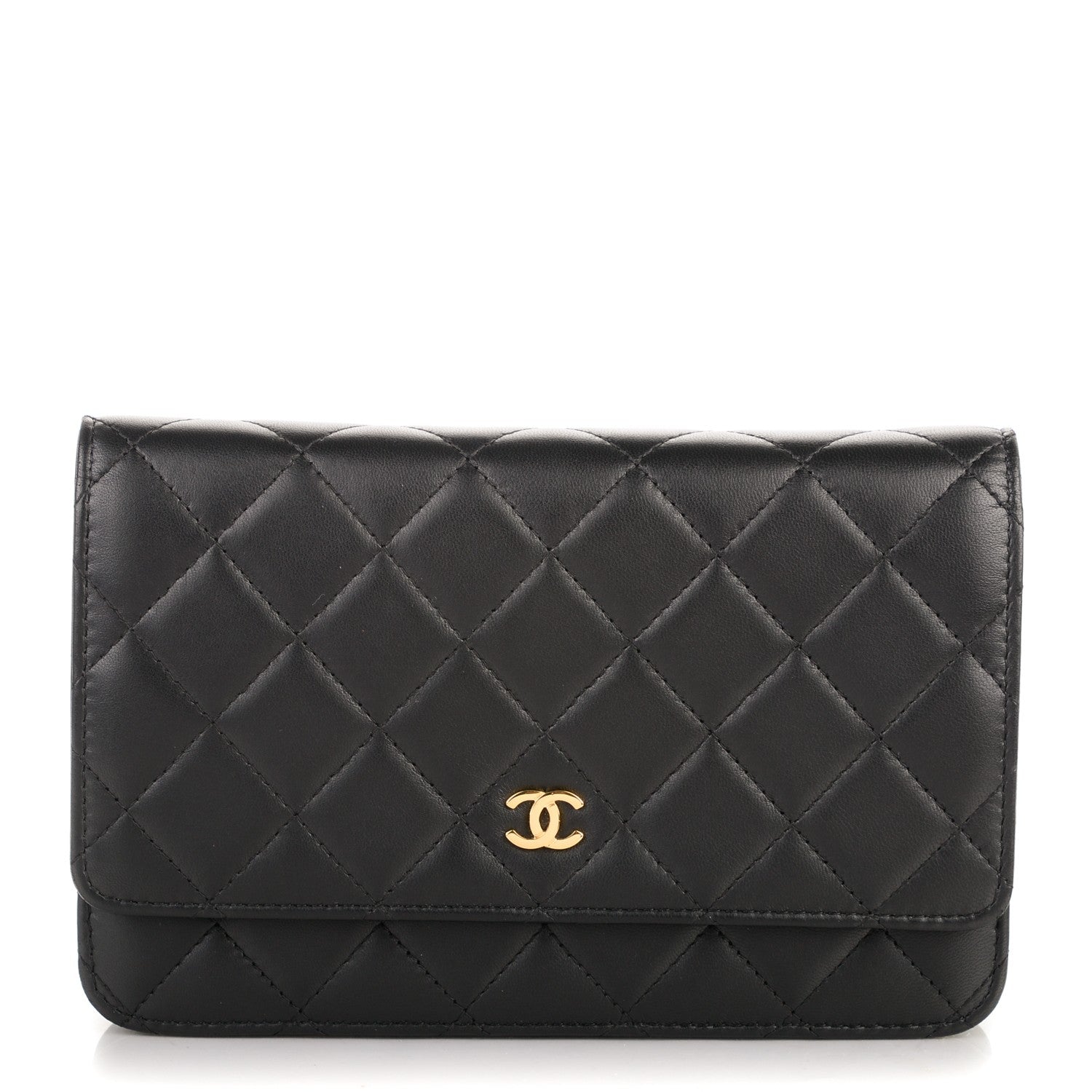 Chanel Lambskin Quilted Wallet On Chain WOC Black 1 of 8