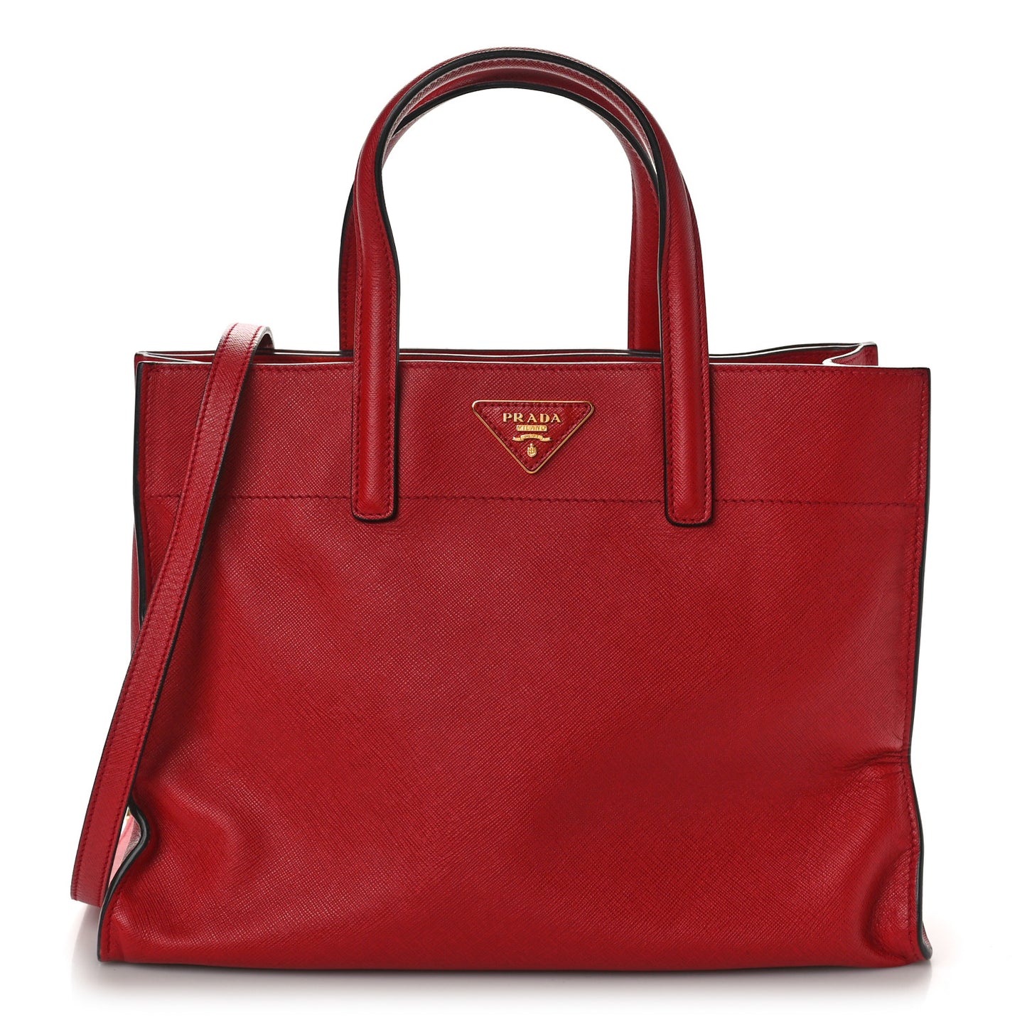 Saffiano Soft Triple Pocket Tote Rosso