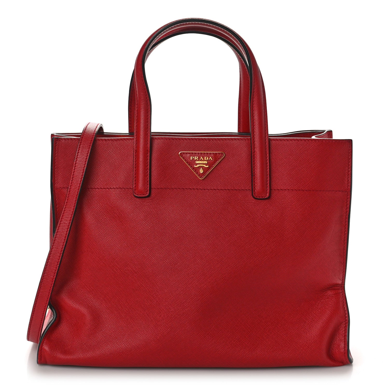 Prada Saffiano Soft Triple Pocket Tote Rosso 1 of 17