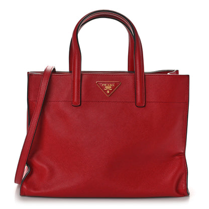 Prada Saffiano Soft Triple Pocket Tote Rosso 1 of 17
