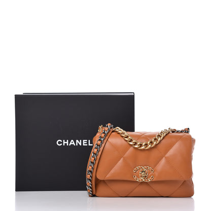 Chanel Lambskin Quilted Medium Chanel 19 Flap Light Brown 10 of 10