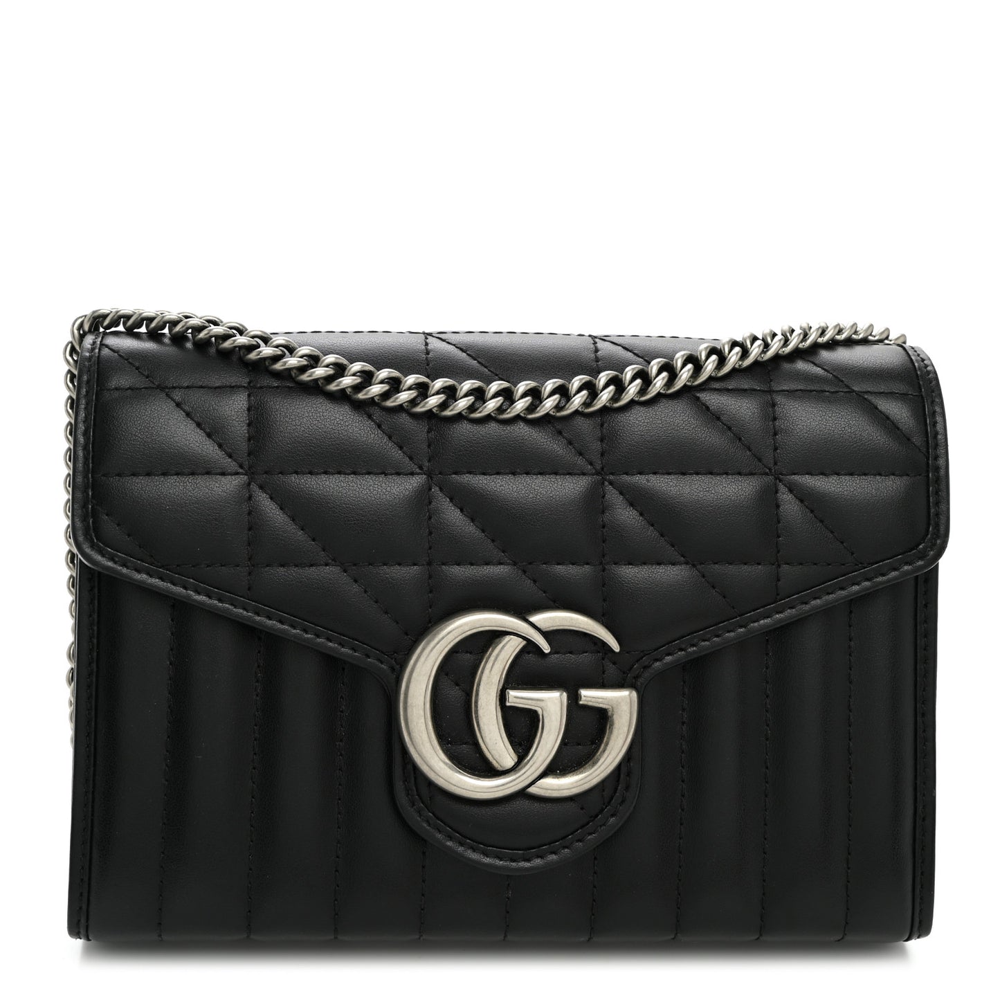 Calfskin Matelasse Aria GG Marmont Chain Wallet Black