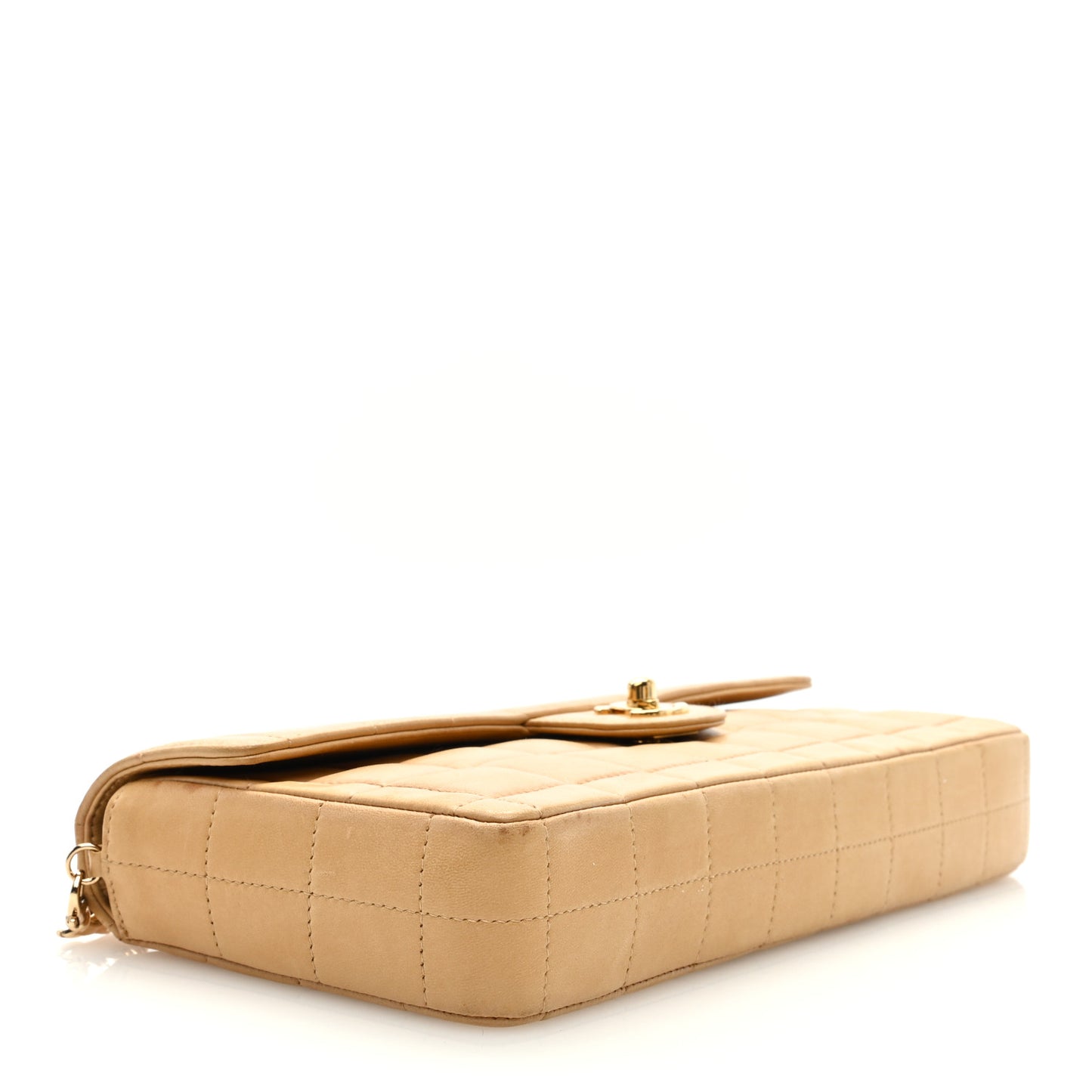 Lambskin East West Chocolate Bar Flap Beige