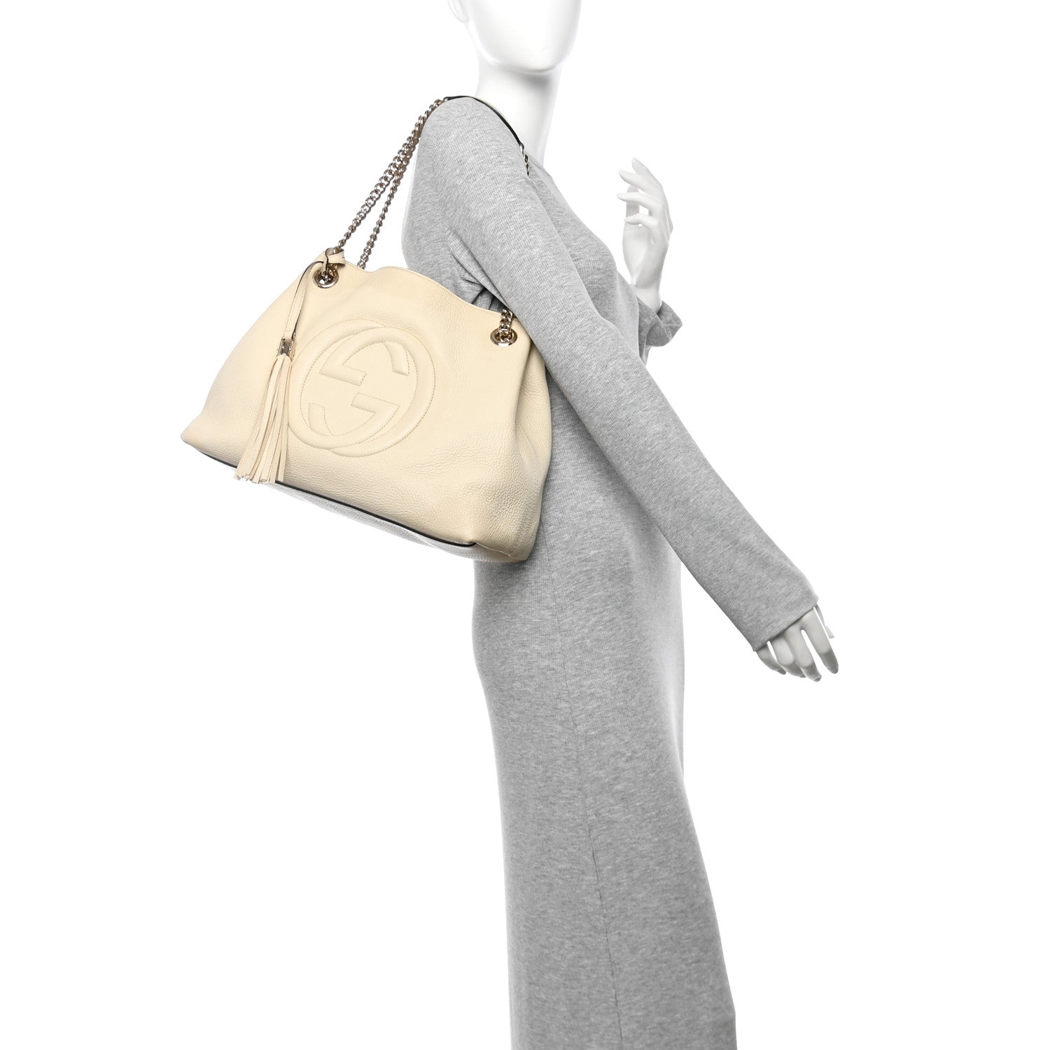Gucci Pebbled Calfskin Medium Soho Chain Shoulder Bag Off White 2 of 11