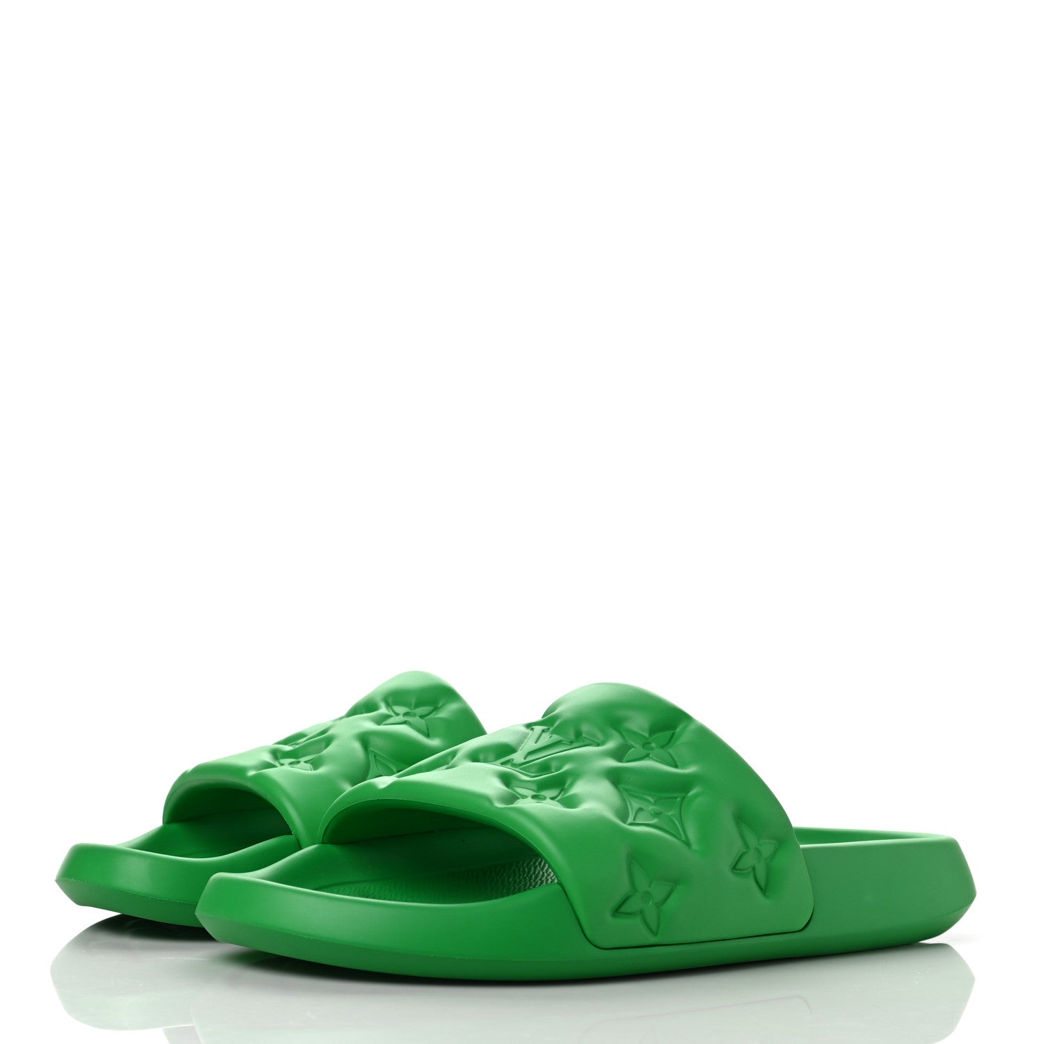 Louis Vuitton Rubber Embossed Monogram Mens Waterfront Mules 40 Green 3 of 10