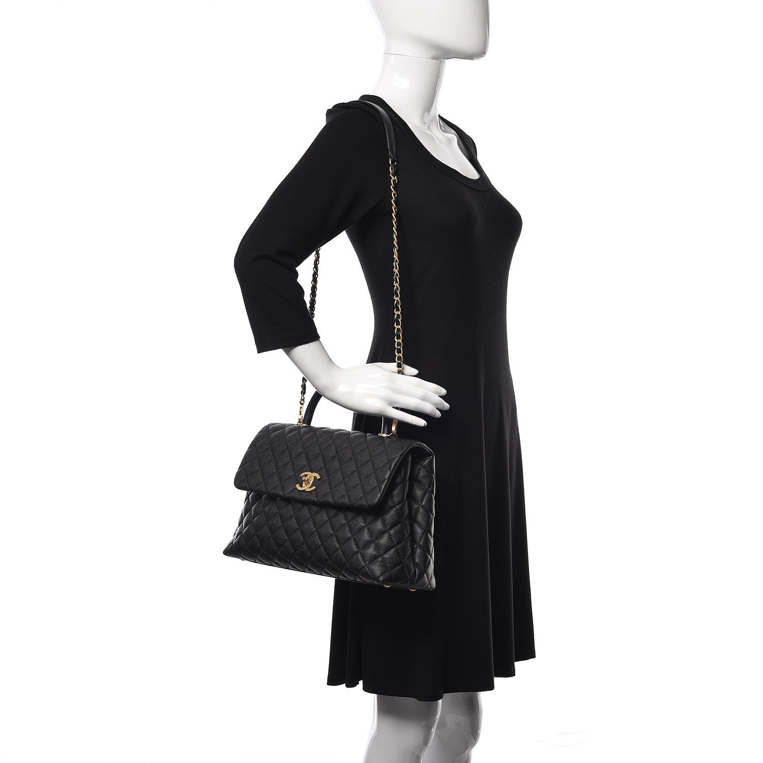 Chanel Caviar Quilted Large Coco Handle Flap Black 2 of 9
