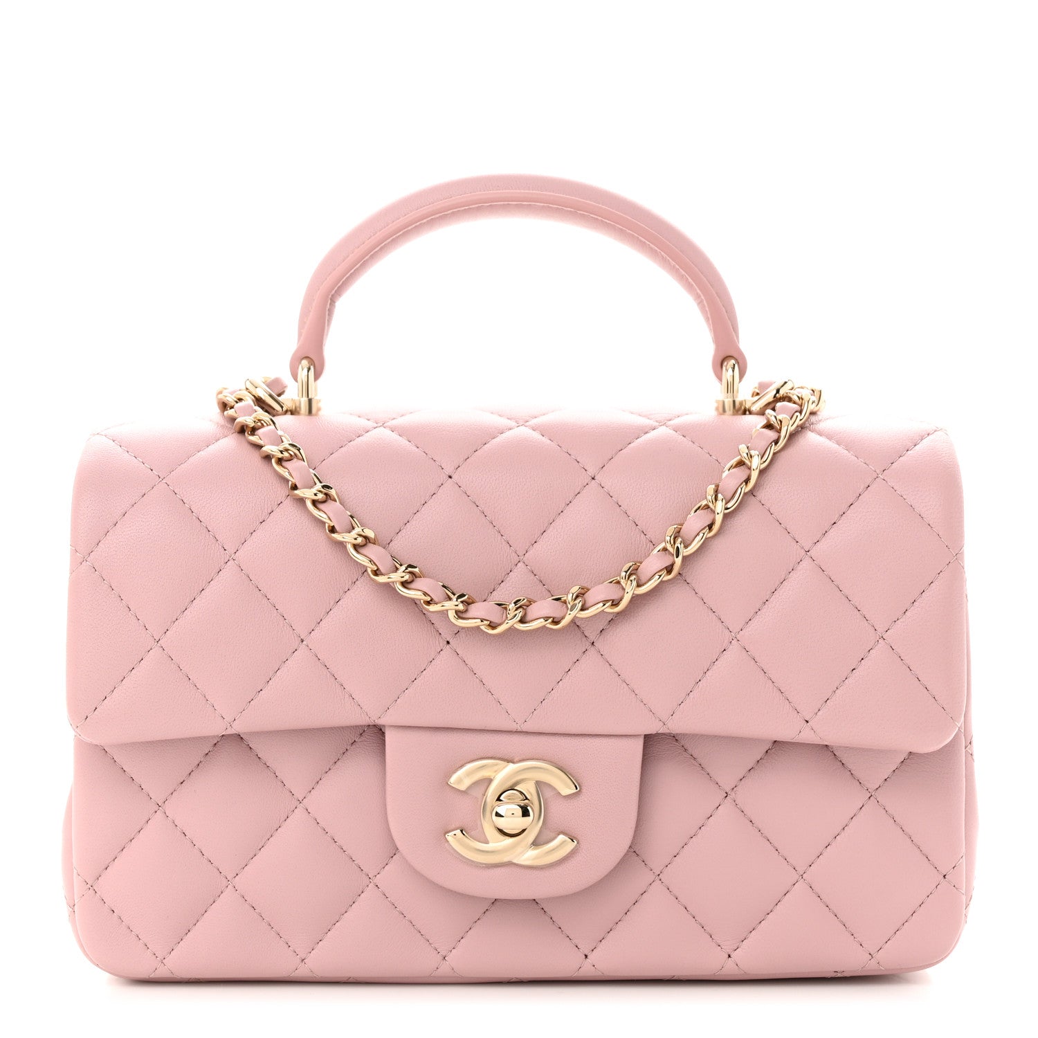 Chanel Lambskin Quilted Mini Top Handle Rectangular Flap Light Pink 1 of 11