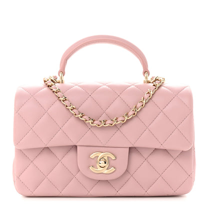 Chanel Lambskin Quilted Mini Top Handle Rectangular Flap Light Pink 1 of 11