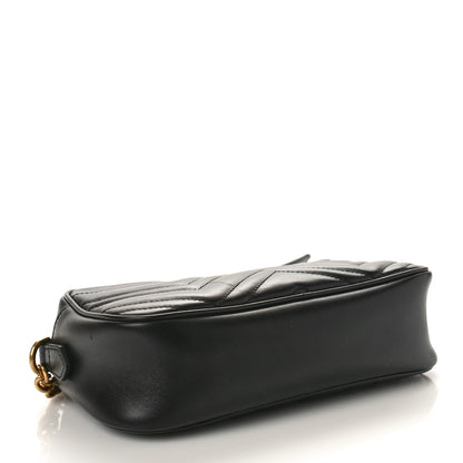 Gucci Calfskin Matelasse Small GG Marmont Chain Shoulder Bag Black 4 of 10