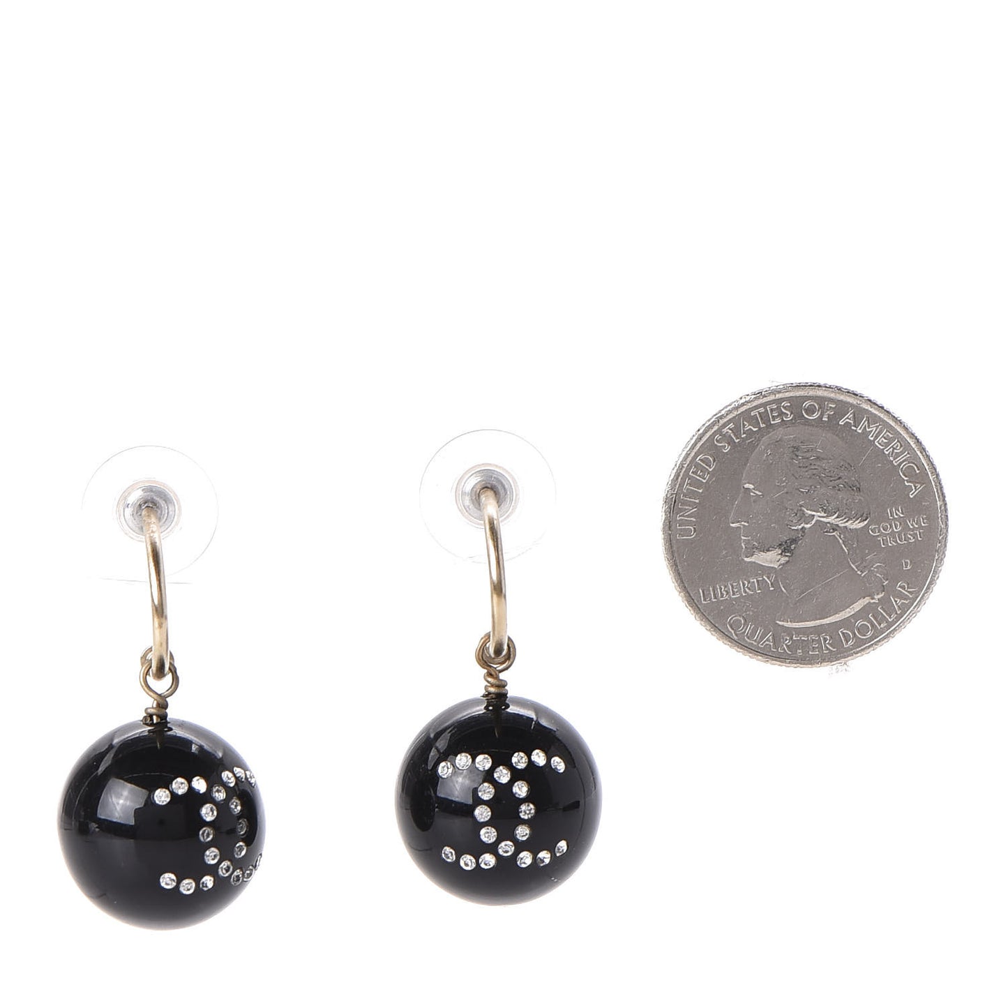 Resin Crystal CC Earrings Black