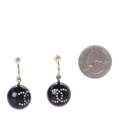 Chanel Resin Crystal CC Earrings Black 2 of 3