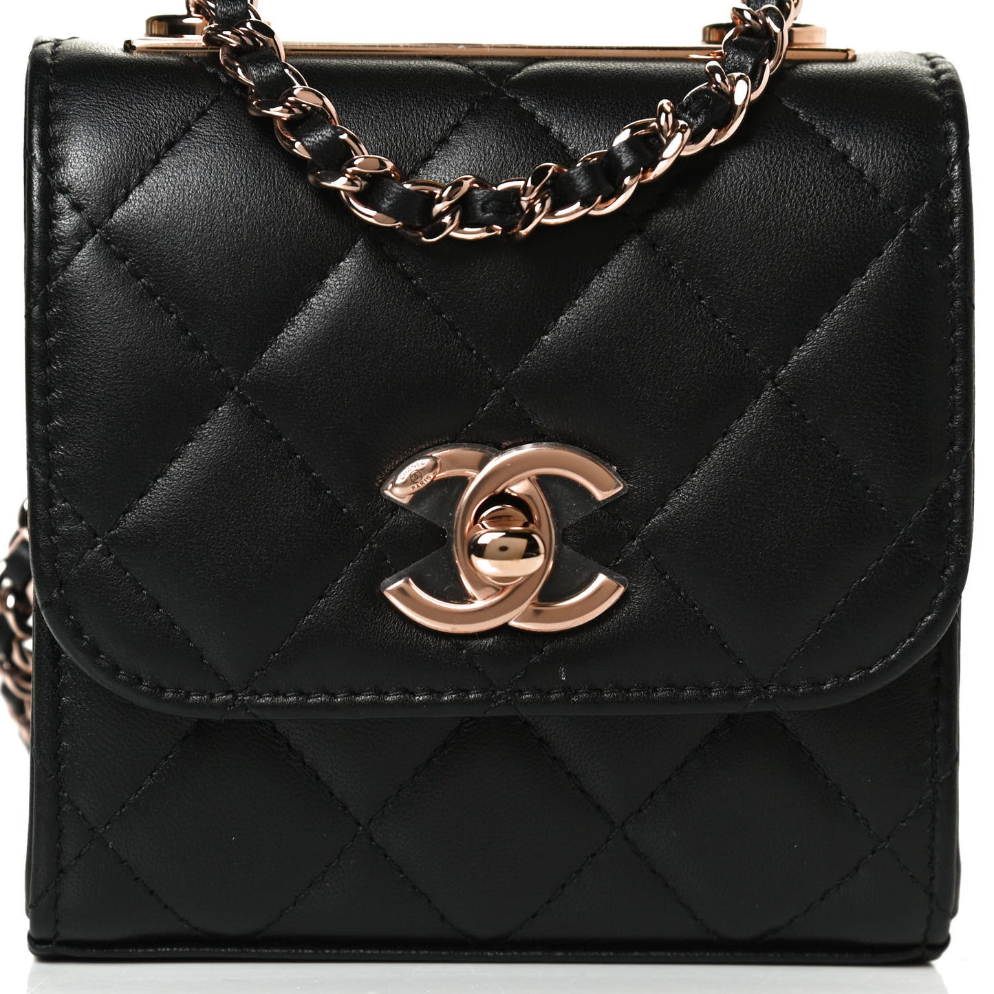 Lambskin Quilted Mini Trendy CC Chain Wallet Black