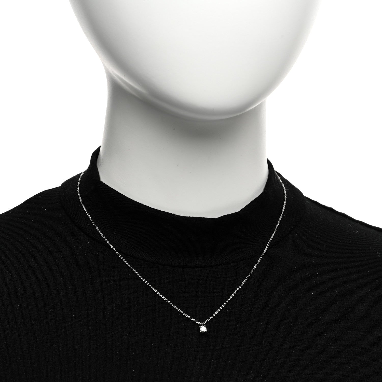 Tiffany Platinum Diamond .17ct Solitaire Pendant Necklace 2 of 4