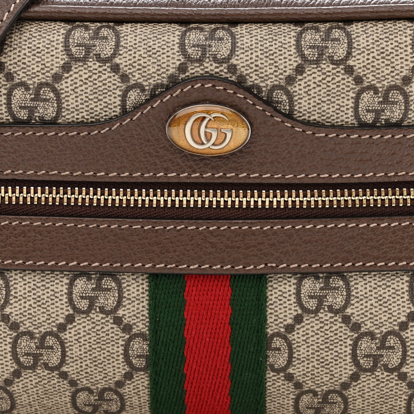 GG Supreme Monogram Web Mini Ophidia Shoulder Bag Brown