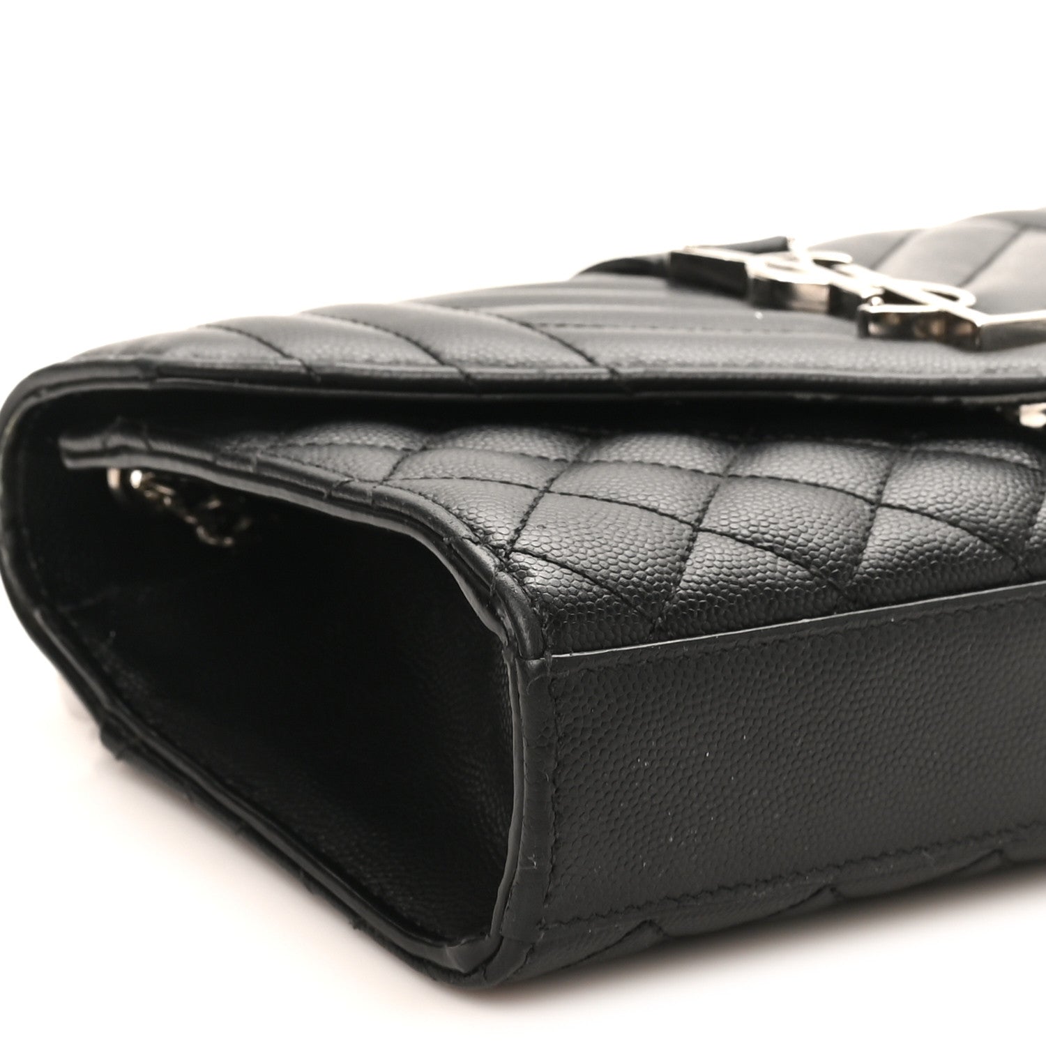 Saint Laurent Grain De Poudre Textured Mixed Matelasse Triquilt Small Monogram Satchel Black 8 of 11