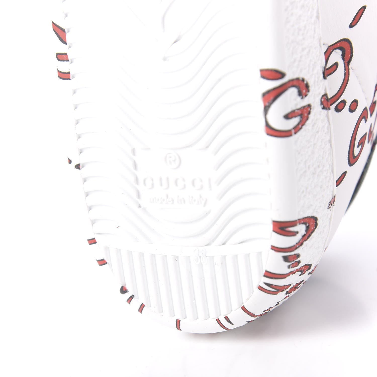 Gucci Calfskin GucciGhost Print Womens Ace Sneakers 38 White Hibiscus Red 8 of 11
