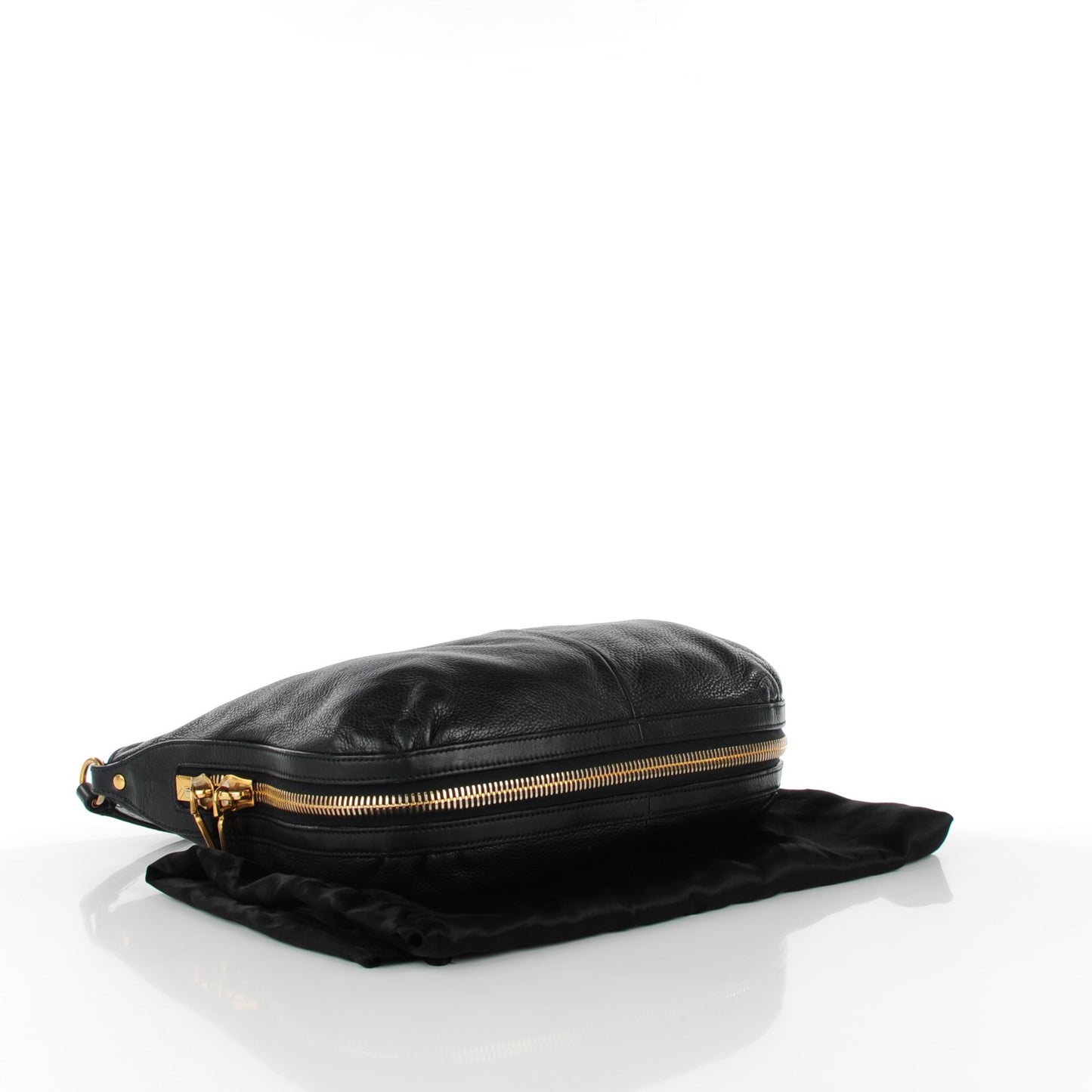 Calfskin Zip Hobo Black