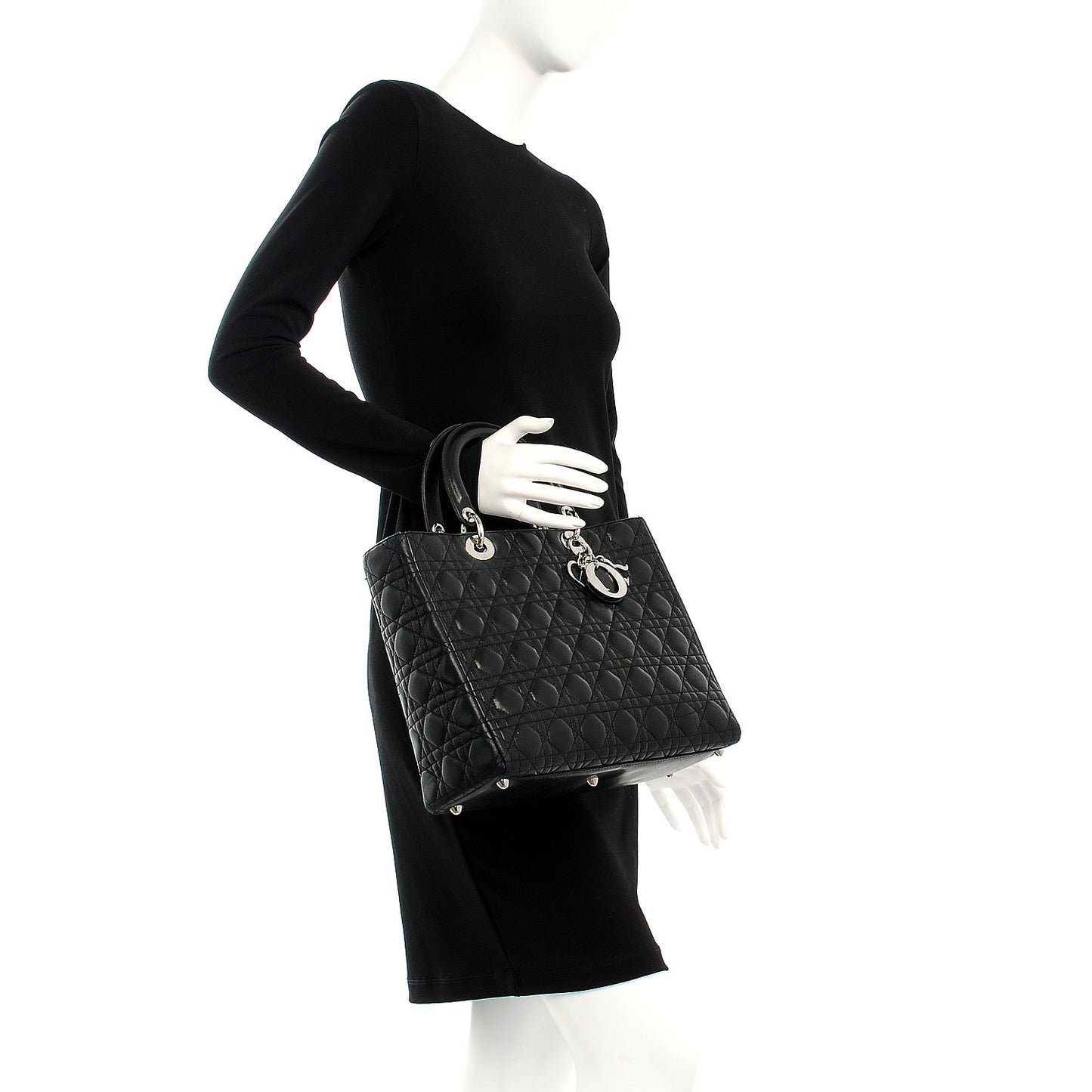 Lambskin Cannage Large Lady Dior Black