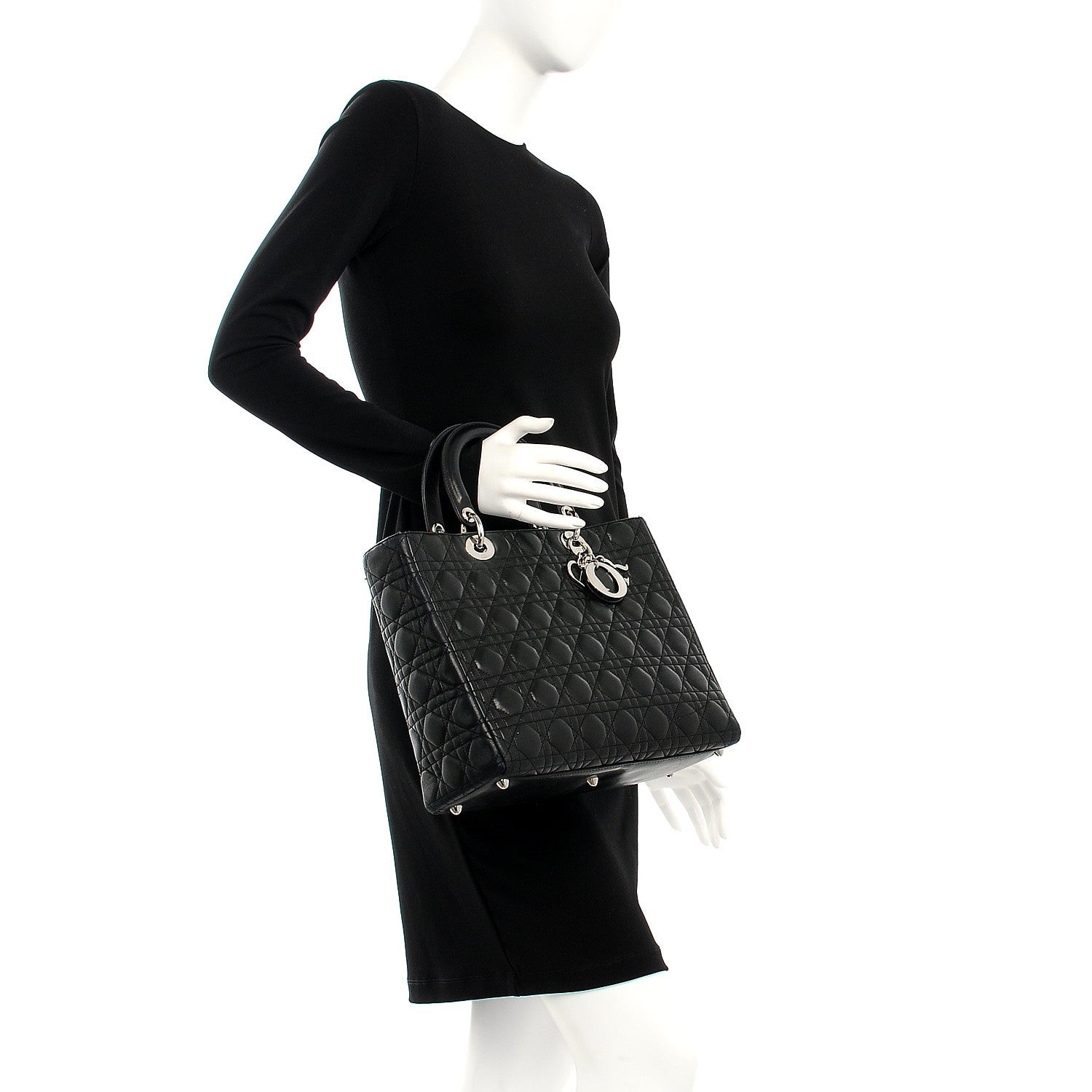 Christian Dior Lambskin Cannage Large Lady Dior Black 3 of 9