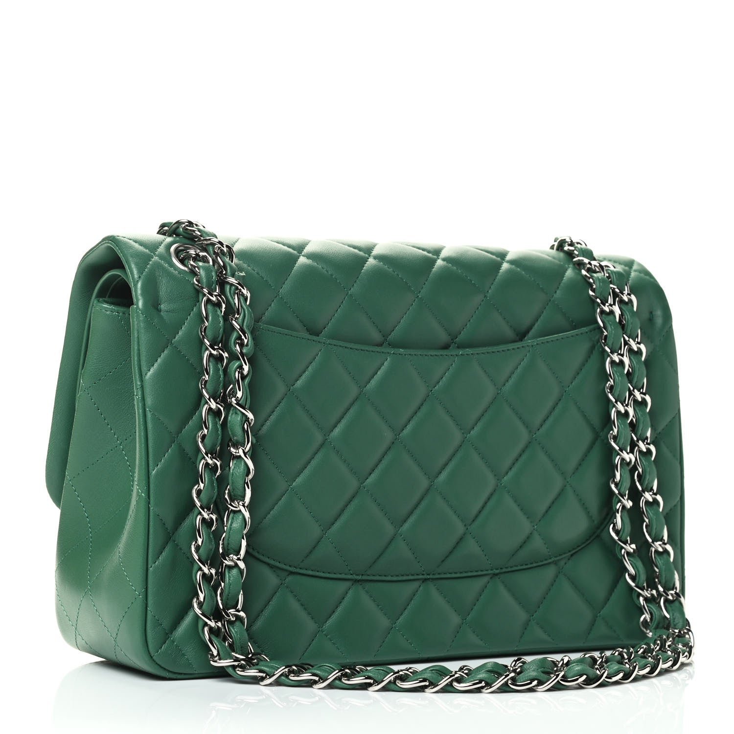 Chanel Lambskin Quilted Jumbo Double Flap Green 2 of 4