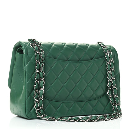 Chanel Lambskin Quilted Jumbo Double Flap Green 2 of 4