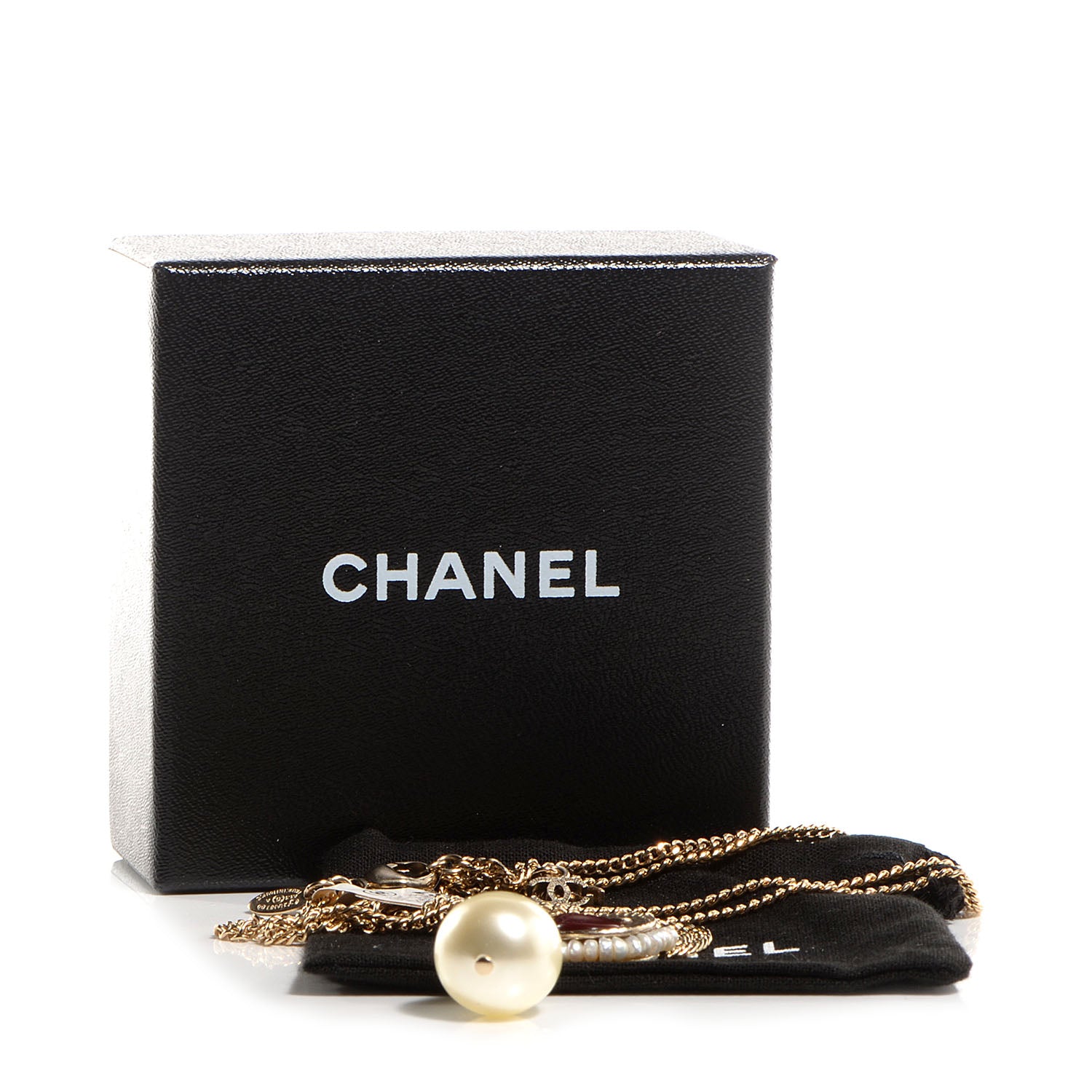 Chanel Pearl Resin CC Necklace Gold 7 of 7