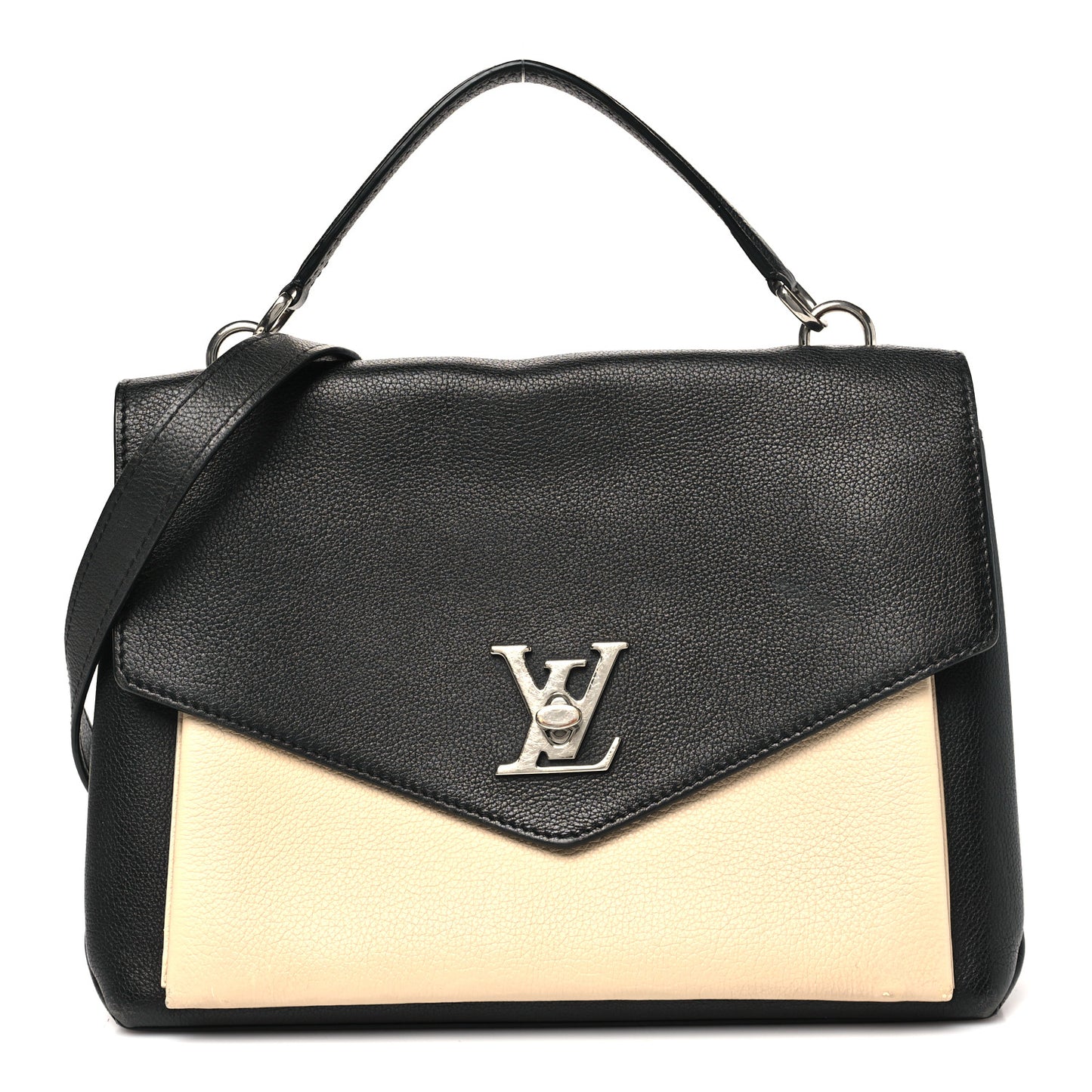 Soft Calfskin My Lockme Top Handle Vanille Black
