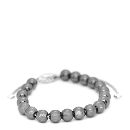 David Yurman Sterling Silver Hematite 8mm Spiritual Beads Adjustable Bracelet 1 of 4
