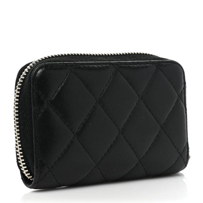 Chanel Lambskin Quilted Zip Coin Purse Black 3 of 14