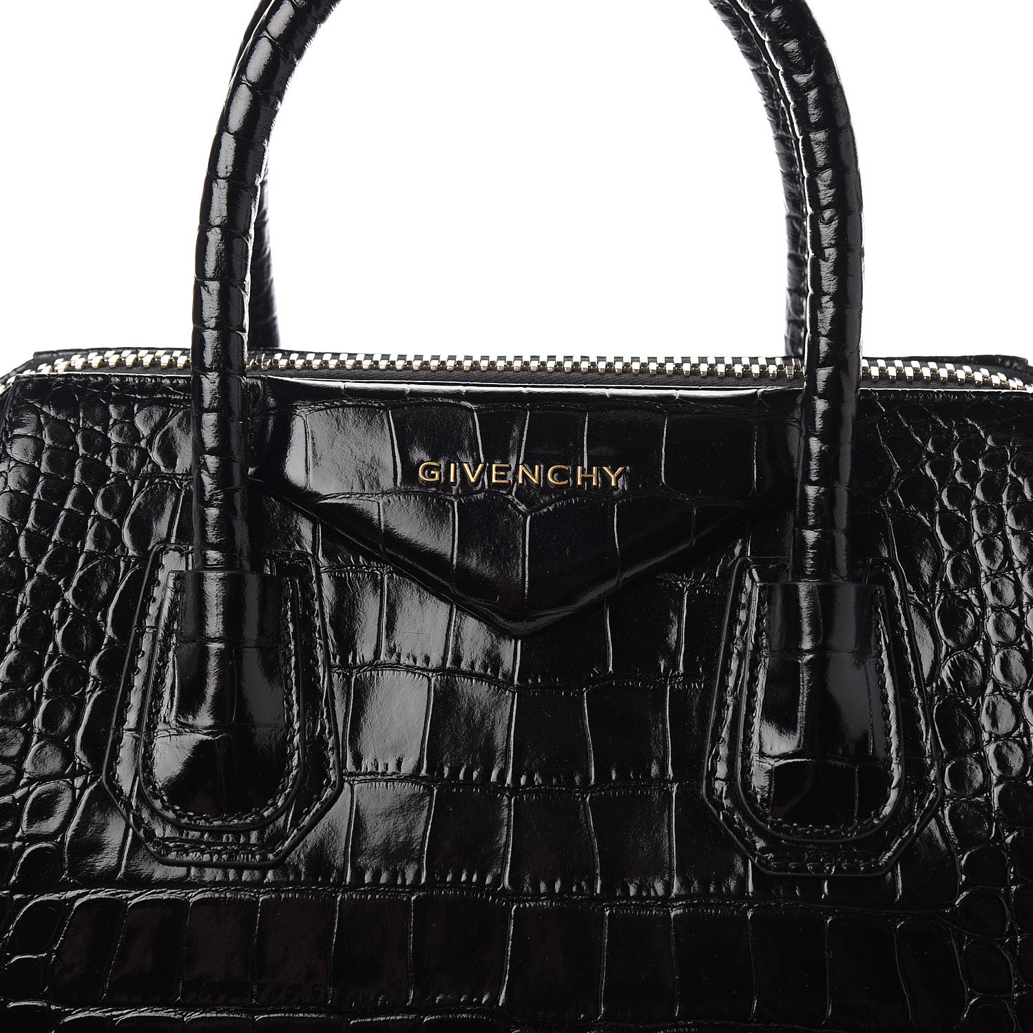 Givenchy Calfskin Crocodile Embossed Small Antigona Black 7 of 9