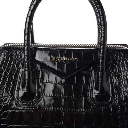 Givenchy Calfskin Crocodile Embossed Small Antigona Black 7 of 9