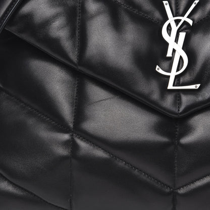 Saint Laurent Lambskin Quilted Medium Loulou Puffer Monogram Chain Satchel Black 10 of 11