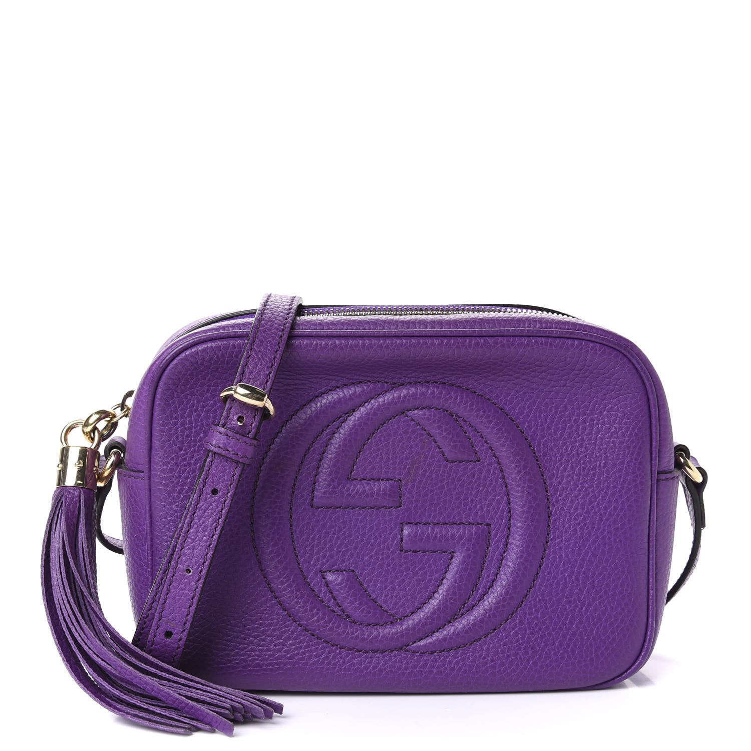 Gucci Pebbled Calfskin Small Soho Disco Bag Shine Purple 1 of 11