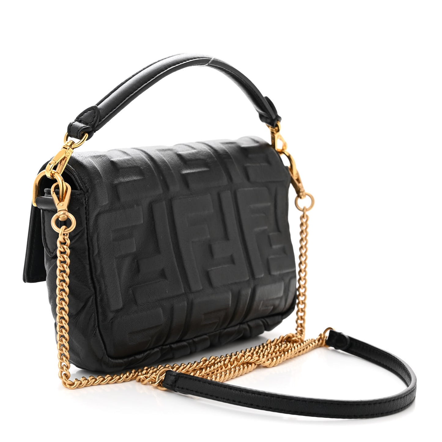 Nappa FF 1974 Embossed Mini Baguette Black