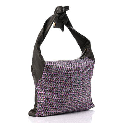 Chanel Tweed Lambskin Large Girl Bag Purple Multicolor 3 of 9