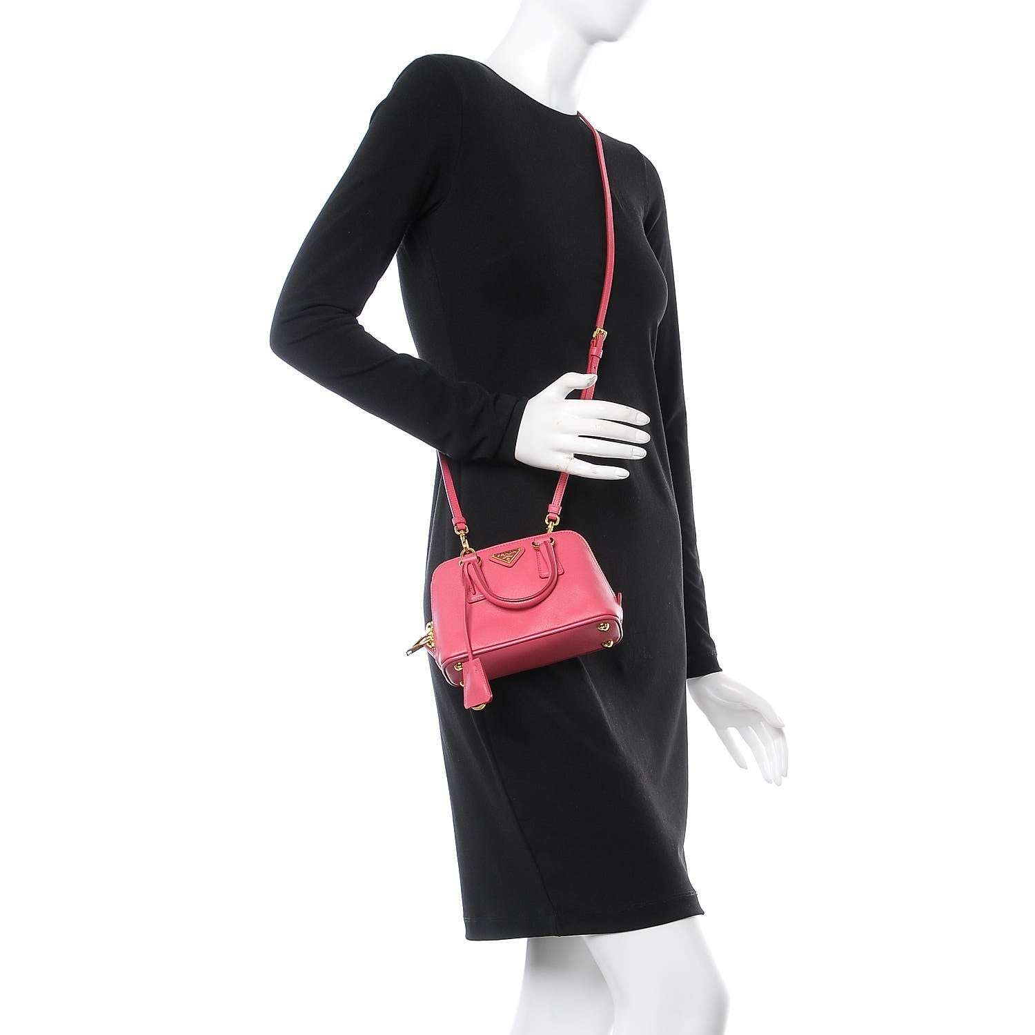 Prada Saffiano Lux Mini Promenade Tote Peonia 2 of 8